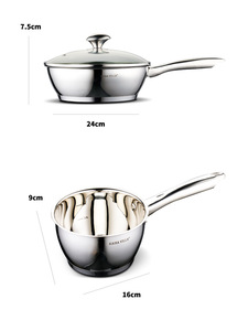 Juegos de utensilios de cocina caseros Ollas y sartenes básicas de acero inoxidable de 12 piezas - Product Image 4