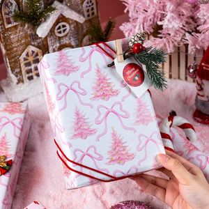 Papel de Regalo con Diseño de Árbol de Navidad y Lazo Rosa, 17 Pulgadas x 32.8 Pies, Reciclable, para Manualidades y Regalos - Product Image 5
