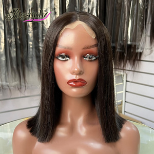 Perruque Bob Courte Lisse sur Mesure au Meilleur Prix, Fermeture en Dentelle Transparente 4x4, Cheveux Humains Naturels Vietnamiens Bruts, Perruque Bob en Cheveux Humains Authentiques - Product Image 1