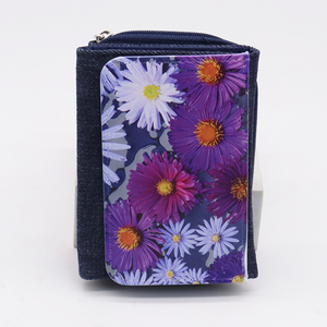 Cartera triple de viaje con logotipo personalizado, diseño de vaquero por sublimación a la moda Unisex con cierre de cremallera, forro de lona de longitud corta - Product Image 3