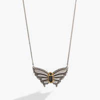 Collar ZSZL de Moda para Mujer, con Colgante de Acero Inoxidable, Chapado en Oro, con Forma de Alas de Ángel y Mariposa, con Circonitas y Cadena de Cuerda, para Aniversario