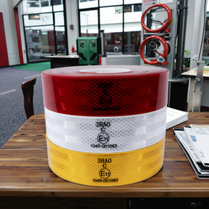 3HAO ECE 104R bianco giallo rosso cospicuità rimorchio veicolo nastro riflettente nastro di sicurezza adesivo riflettore - Product Image 4