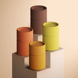 Boîte cylindrique de luxe en carton recyclable, personnalisable avec couvercle et base imprimés, pour emballage alimentaire, sachets de thé ou cadeaux, toutes tailles. - Product Image 1