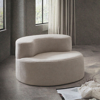 Ensemble de canapés d'angle modulaires modernes, forme semi-circulaire, design sans accoudoirs avec dossier divisé, revêtement en tissu, rembourrage en éponge, pour appartement et villa