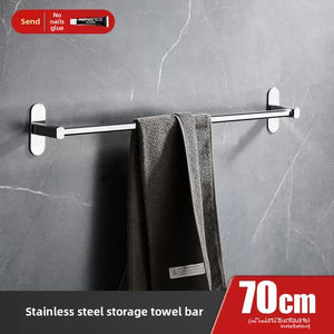 Porte-serviettes mural en acier inoxydable à un seul poteau avec étagère de rangement, pour hôtels - Simple couche, 50 cm - Product Image 4