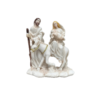 Statua in Resina della Sacra Famiglia in Volo verso l'Egitto, <span class=keywords><strong>Maria</strong></span>, Giuseppe e <span class=keywords><strong>Gesù</strong></span> su Asino, Figurina Cattolica <span class=keywords><strong>per</strong></span> Decorazione Casa e Tavolo, Regalo di Natale - Product Image 1