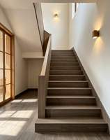 Carreaux de sol en céramique effet bois crème français 470x1200mm, antidérapants, mats, intégrés pour marches d'escalier