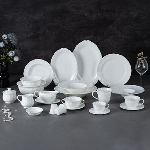 Service de vaisselle en porcelaine blanche de luxe personnalisé, motif floral, style européen, assiette, bol, tasse pour <span class=keywords><strong>hôtel</strong></span>, <span class=keywords><strong>restaurant</strong></span>, vente en gros - Product Image 1