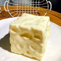 Juguete antiestrés de queso de 7 cm, cubo de vaselina, juguete blando de queso con aceite de coco