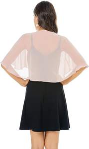 Weiche Chiffon Lace <span class=keywords><strong>Shawls</strong></span> <span class=keywords><strong>Wraps</strong></span> für Abendkleid Wedding Cape Cover Up für Frauen - Product Image 2