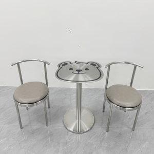 Tavolo in acciaio inossidabile Industrial-Chic con adorabile Top modello orso perfetto per <span class=keywords><strong>caffè</strong></span> alla moda, bar accoglienti e ristoranti a tema - Product Image 2