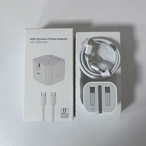 ชุดอุปกรณ์ชาร์จเร็ว 40W PD สำหรับ iPhone ชุดอุปกรณ์ชาร์จเร็ว 40W อะแดปเตอร์จ่ายไฟไดนามิก 40W สูงสุด 60W สายถัก USB-C to USB-C 60W - Product Image 4