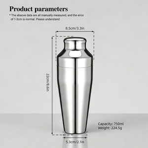 Shaker à cocktails <span class=keywords><strong>français</strong></span> en acier inoxydable de qualité supérieure, shaker à martini poli miroir, shaker de barman pour <span class=keywords><strong>bar</strong></span> à domicile et bars professionnels - Product Image 2