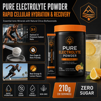 Poudre d'électrolytes à l'eau de coco Hydratation naturelle Étiquette claire Supplément de boisson fonctionnelle Marque privée OEM Minéraux personnalisés