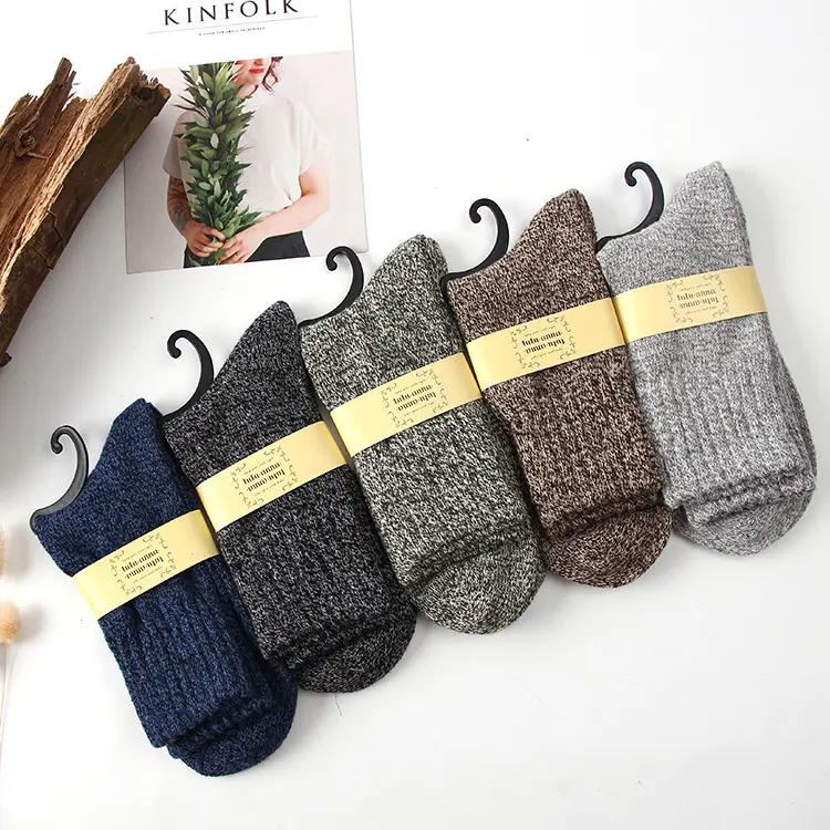 Chaussettes en laine de style décontracté chaud pour hommes d'hiver en gros chaussettes épaisses