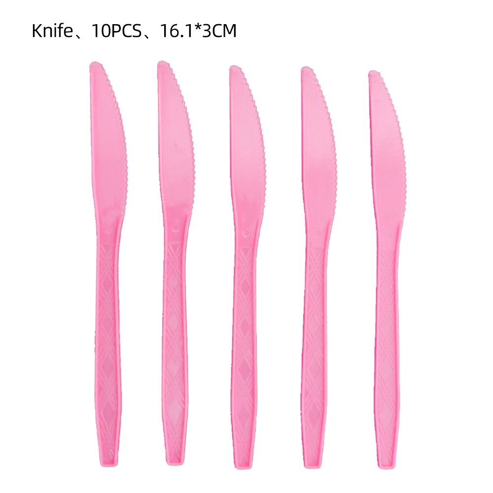 Pink-10pcs plastic knife