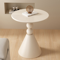 Mesa Auxiliar Redonda Pequeña Color Crema, Mesa Auxiliar de Estilo Minimalista Moderno para el Dormitorio, Mesa de Centro para Sala de Estar al por Mayor