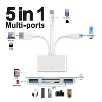 Lector de Tarjetas SD/TF/XD/Memory Stick 5 en 1 de Tres Cables, Convertidor de Interfaz OTG, Transmisión de Alta Velocidad Compatible