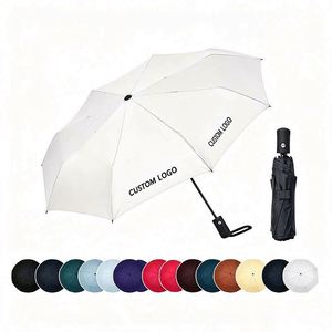 Parapluie pliant de voyage personnalisé, robuste, durable, à ouverture manuelle, avec revêtement noir moderne, résistant au soleil - Product Image 1