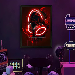 Headphones LED picture frame neon indoor hanging <b>wall</b> decoration luminous hanging painting USB powered <b>dimmable</b> ambient <b>light</b> 5V - Product Image 5