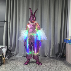 Disfraz de Conejita Brillante Rosa con Espejo, Conjunto Completo para Actuaciones en Escenario, Unisex - Product Image 1