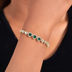Bracciali gioielli moda donna 14K 18K placcato oro Zirconia CZ a forma di cuore