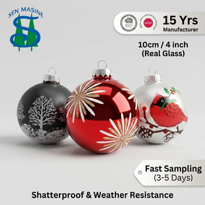 Boules de Noël <span class=keywords><strong>en</strong></span> <span class=keywords><strong>verre</strong></span> <span class=keywords><strong>soufflé</strong></span> à la main de 10 cm pour la décoration de l'arbre, impression de logo personnalisée, vente <span class=keywords><strong>en</strong></span> gros de boules <span class=keywords><strong>en</strong></span> <span class=keywords><strong>verre</strong></span> artisanales - Product Image 1