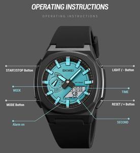 Skmei 2091 <span class=keywords><strong>Orologio</strong></span> da Polso Classico da <span class=keywords><strong>Uomo</strong></span> con Cinturino in Silicone, Doppio Fuso Orario, LED <span class=keywords><strong>Analogico</strong></span>, Impermeabile, <span class=keywords><strong>Digitale</strong></span>, Sportivo con Lancette Luminose - Product Image 5