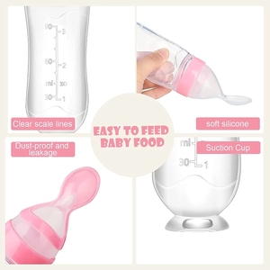 Distributeur et nourrisseur avec couvercle anti-poussière, nourrisseur pour bébé en silicone, cuillère à presser pour nourriture pour nourrissons - Product Image 6