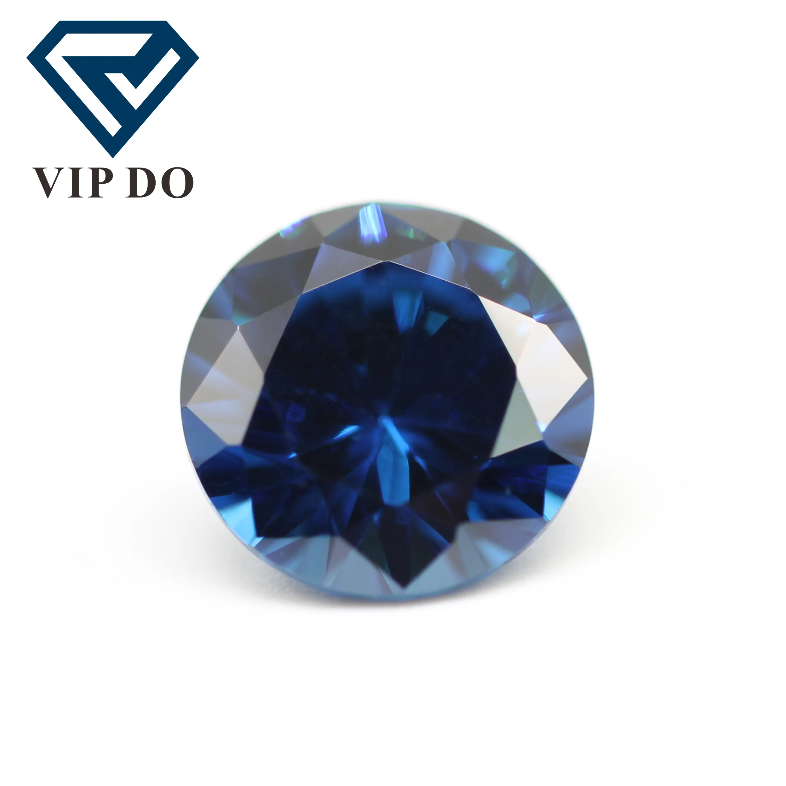 Wuzhou cubic zirconia 0.8mm-12mm 5A quality round machine cut sapphire blue cubic zirconia loose gemstones synthetic CZ stones