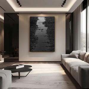 Arte Mural Wabi Sabi, Pintura Texturizada 3D Negra, Arte Mural de Yeso Negro, Pintura Abstracta Negra, Arte Mural Negro, Cuadros Negros - Product Image 4