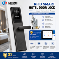 Cerradura Electrónica RFID de Acero Inoxidable 304 Premium para Hotel |   Estructura de 5 Pernos + Cerraduras Digitales Ignífugas para Puertas, SDK y Sistema Gratuitos