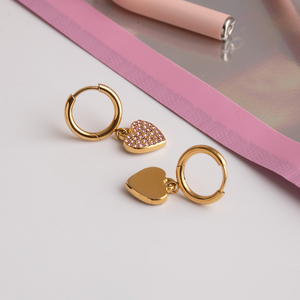 J & D 18K Vàng Tấm Thép Không Gỉ <span class=keywords><strong>Stud</strong></span> Bông Tai Hợp Thời Trang Ngọt Ngào Lãng Mạn Trái Tim Màu Trắng Zircon Bông Tai - Product Image 6