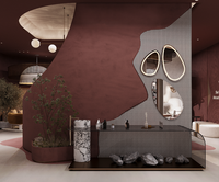 Comptoir de présentation de salon robuste et durable Retron avec éclairage LED, design personnalisable avec dessus en pierre, écologique, étanche, couleur personnalisée