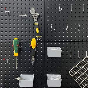 In de aanbieding: 1/4 inch gatenmaat, zwart hangbord, wandmontage, pegboard, garage gereedschapsopslag, metalen houder, pegboard - Product Image 4