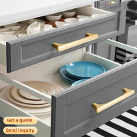 Poignées de meuble robustes en Zamak massif, finition or mat brossé, forme navette, extrémité évasée, quincaillerie sur mesure pour armoire, vente en gros