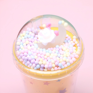 Cute 450ml Unicorn Pattern Plastic Tumbler with Straw Dome <b>Lid</b> and Star Print Design Print Plastic Straw Tumbler with <b>Decorative</b> - Product Image 3