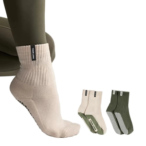 Custom Customer Logo Pilates Yoga Ballet Crew <b>Socks</b> – Knitted Summer Anti-Slip Grip <b>Socks</b> for Women Fitness - Product Image 1