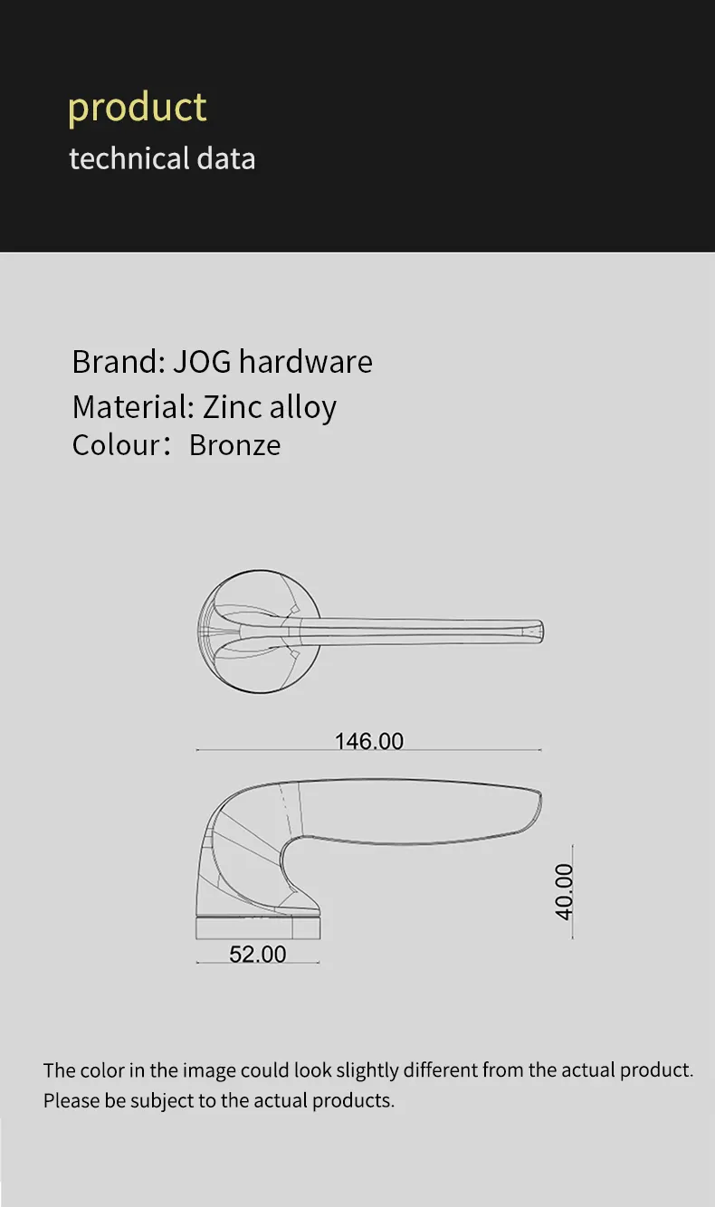 JOG Hardware Factory OEM Zinc Alloy Simple High Quality Luxury Bronze Lever Door Handles Lock