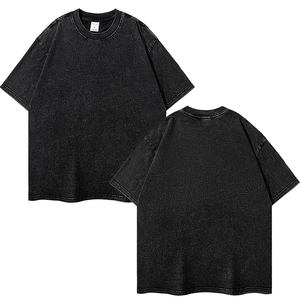 100% di cotone 260Gsm senza fili di base grande stile Vintage nero personalizzato con grafiche t-shirt uomo donna - Product Image 4
