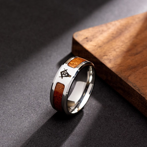Hochglanzpolierte Edelstahl-Holzkreuzringe für Herren, wasserdicht, mit Laser-<span class=keywords><strong>Logo</strong></span>, Totenkopf-Design, Hochzeits- und Verlobungsringe, Vintage - Product Image 5