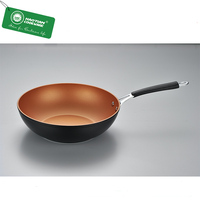 Ensemble de poêles à frire en aluminium forgé antiadhésif couleur cuivre avec couvercles en verre, poignées en silicone et acier inoxydable moderne, compatibles induction pour la cuisine domestique
