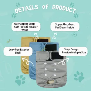 Hot Selling Reasonable Price Reusable Dog Reusable Toilet Pet Diaper Female Dog Quality Period Panties Diapers