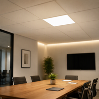 Panel de Luz LED de 603x603mm, 5CCT Ajustable de 3000K-6000K, Lámpara de Techo Ultra Delgada para Escuelas, Hospitales y Supermercados