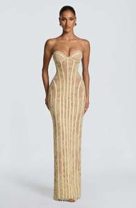 <span class=keywords><strong>Robe</strong></span> longue <span class=keywords><strong>moulante</strong></span> sexy <span class=keywords><strong>en</strong></span> <span class=keywords><strong>dentelle</strong></span> sans bretelles pour femme, avec rayures verticales exquises, effet amincissant sur les hanches, idéale pour les soirées et dîners. - Product Image 4
