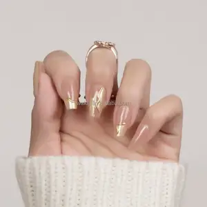 Rifornimento di fabbrica prezzo all'ingrosso di buona qualità materiale abs bara forma ballerina 3D touch gold flow finger press sulle unghie