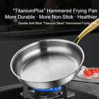 Poêle à frire antiadhésive en titane 5 couches martelée avec poignée dorée personnalisée pour la cuisine – Vente en gros