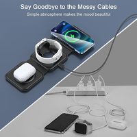 Pengisi Daya Nirkabel 3 in 1, Stasiun Pengisian Daya Nirkabel Magnetik untuk Perjalanan, Multi Perangkat, Stasiun Pengisian Daya GaN 3 in 1, Termasuk Adaptor