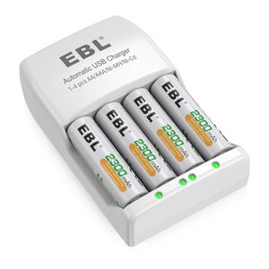 EBL Paquete de 4 Baterías Recargables AA de 2300 mAh con Cargador de Baterías con Ranura Independiente - Product Image 1