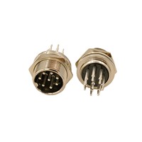 Conector Circular Metálico GX16 M16 de 8 Pines, Macho, para Montaje en Panel, con Pin Sólido Largo Mecanizado y Placa PCB Plateada, Tipo Through Hole